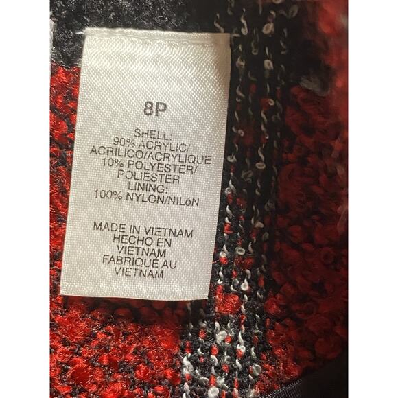 Alfred Dunner 8 Petite Red Black Plaid Full Zip Lined Jacket Coat - Picture 5 of 6